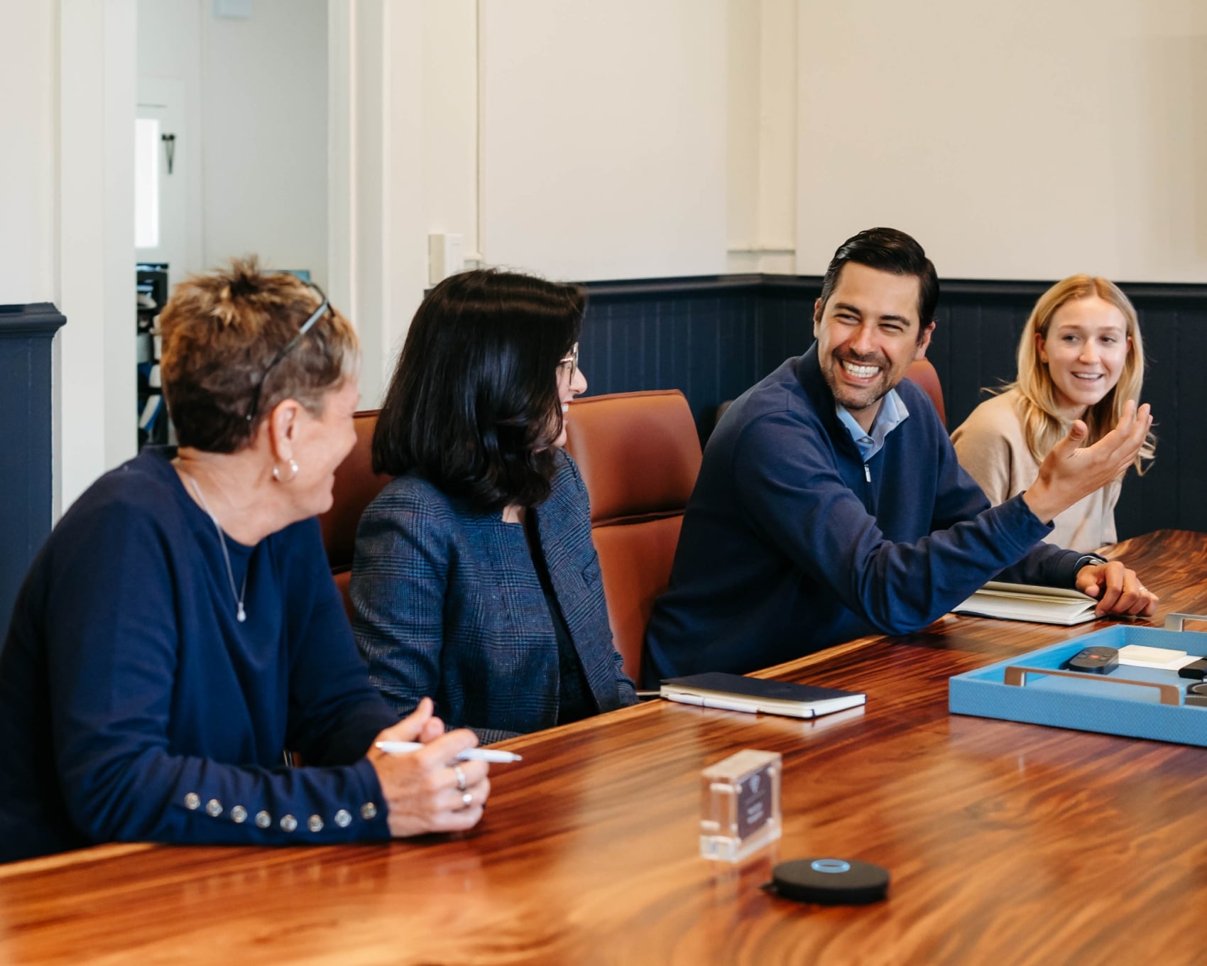 Business team having a positive meeting discussion