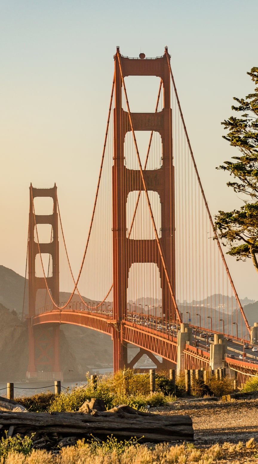 Golden Gate Bridge during beautiful sunset view